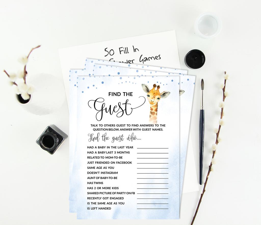 Inkdotpot Игровой набор для детского душа из 50 игр BabyA AlphabetA ABCA Game Giraffe Jungle Animals Party