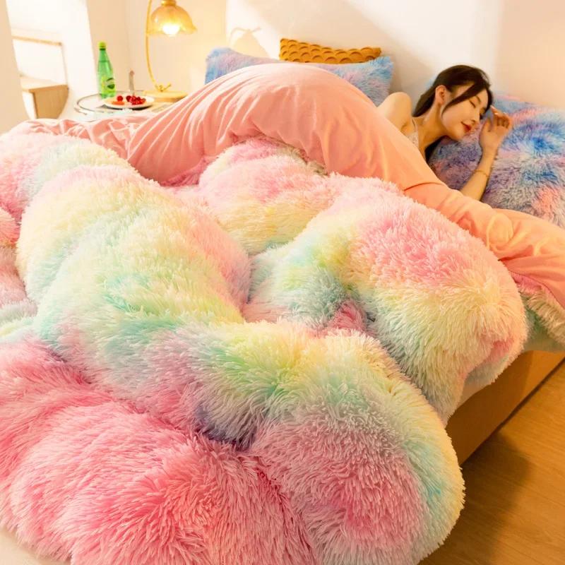 Thick Mink Fur Lamb Fur Warm Winter Comforter Soft Double-sided Velvet Quilted Cotton Quilt Lightweight Fluffy and Elastic Duvet