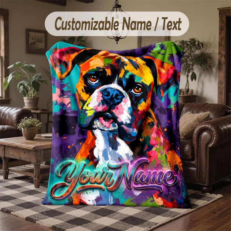 Rainbow Theme Throw Blanket Custom Name Text Personalized Blanket Soft Cozy Blanket for Home Sofa Bed