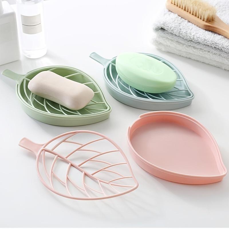 Leaf-Shaped Soap Dish 2 Layers Drain Soap Box Bathroom Dish Plate Case Home Shower Soap Holder Bathroom Acssories