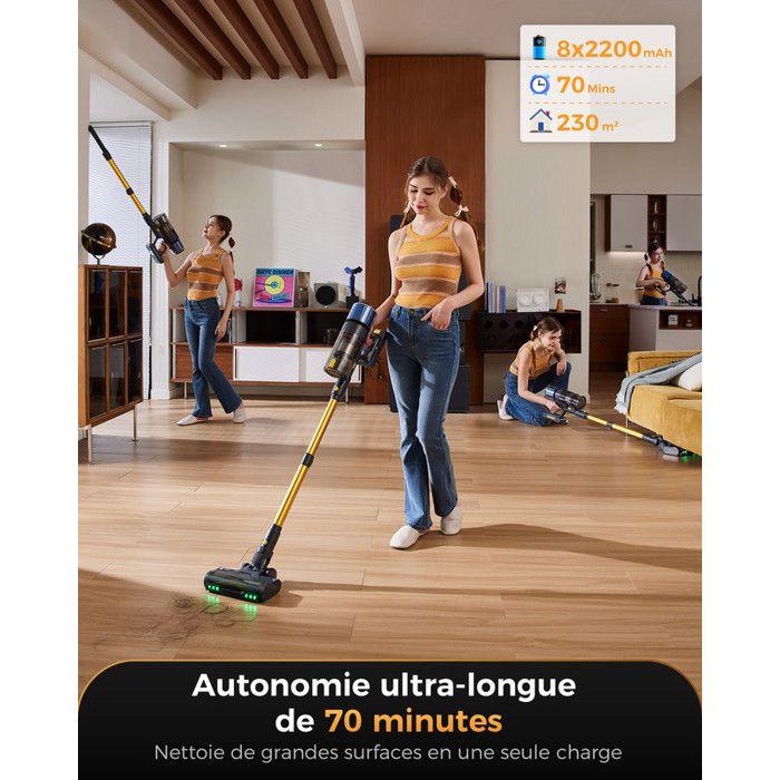 Proscenic P15, aspirateur, brosse puissante à 360°, brosse large, moteur sans balais de 580 W, système de filtration à 6 niveaux