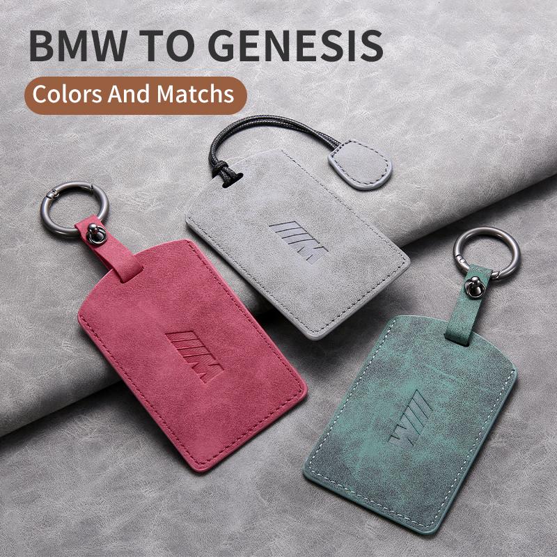 AAAQJ1 Suede Leather Car Smart NFC Card Key Case Fob Cover Shell Auto Keychain Accessories For BMW M 3 5 7 Series X1 X3 X5 X6 X7 535le