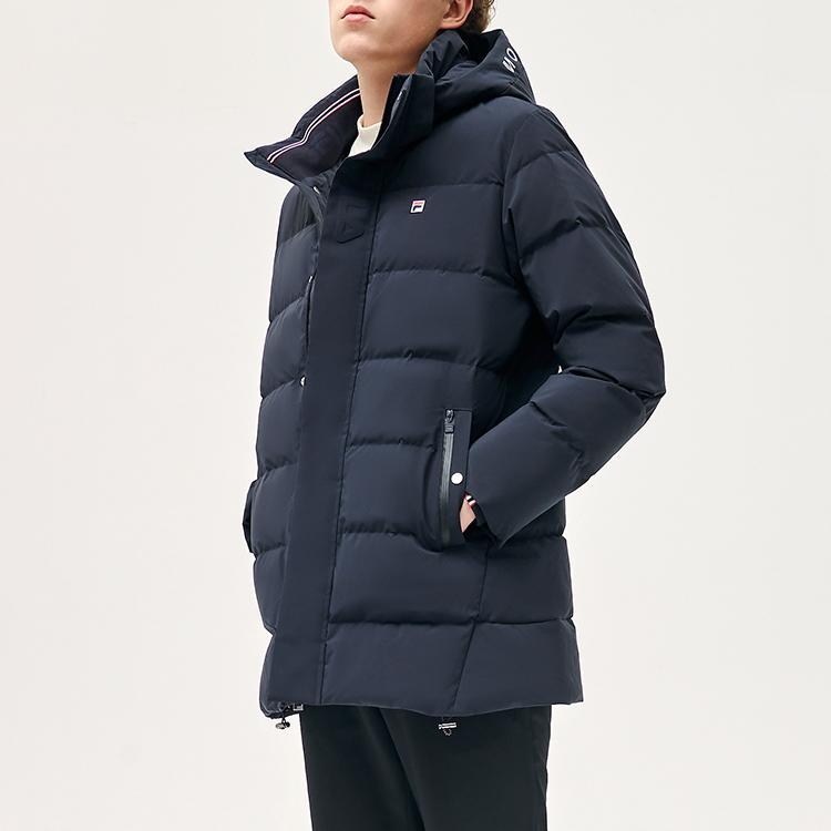Fila Спортивная теплая пуховая куртка средней длины с капюшоном для мужчин, верхняя одежда, легендарно-синяя F11M141914F-NV