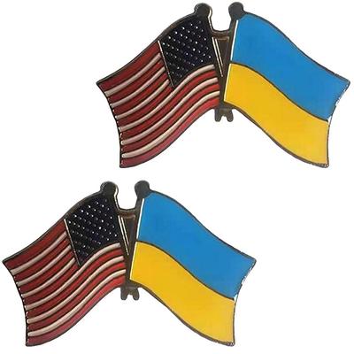 2 шт. 2022 Флаг Украины Значки на лацкан Национальные флаги в движении Металлические значки-флажки Брошь Сувенир