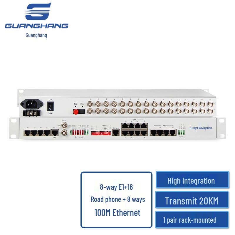 Многосервисный волоконно-оптический конвертер E1/POTS/Ethernet от Guanghang