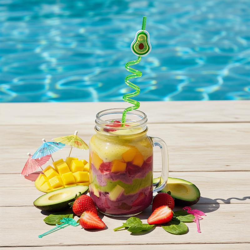 8/16-Pack Fruit-Shaped Straws: Reusable, Food-grade Plastic Spiral Drinking Straws, Perfect For Birthday Party Decorations