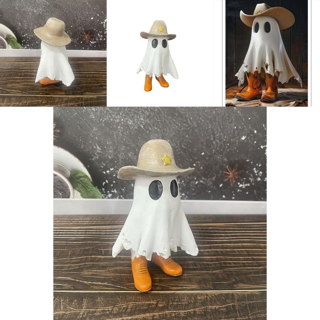 Unique Cowboy Ghost Statue Decorative Resin Figurine Perfect For Halloween Home Decor