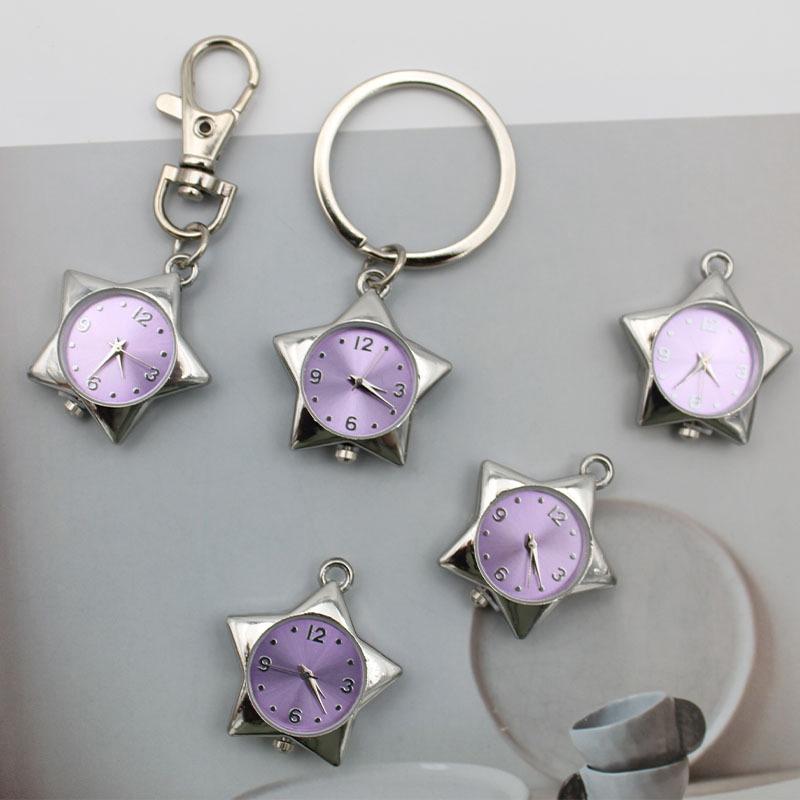 Star Pocket Watch Clock Pendant Keychain Ornaments Retro Trinkets Bag Charms Decor Pocket Watch Gift