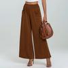 Women's Solid Color Casual Loose Pocket Hip-lifting Slim High Waist Wide Leg Pants