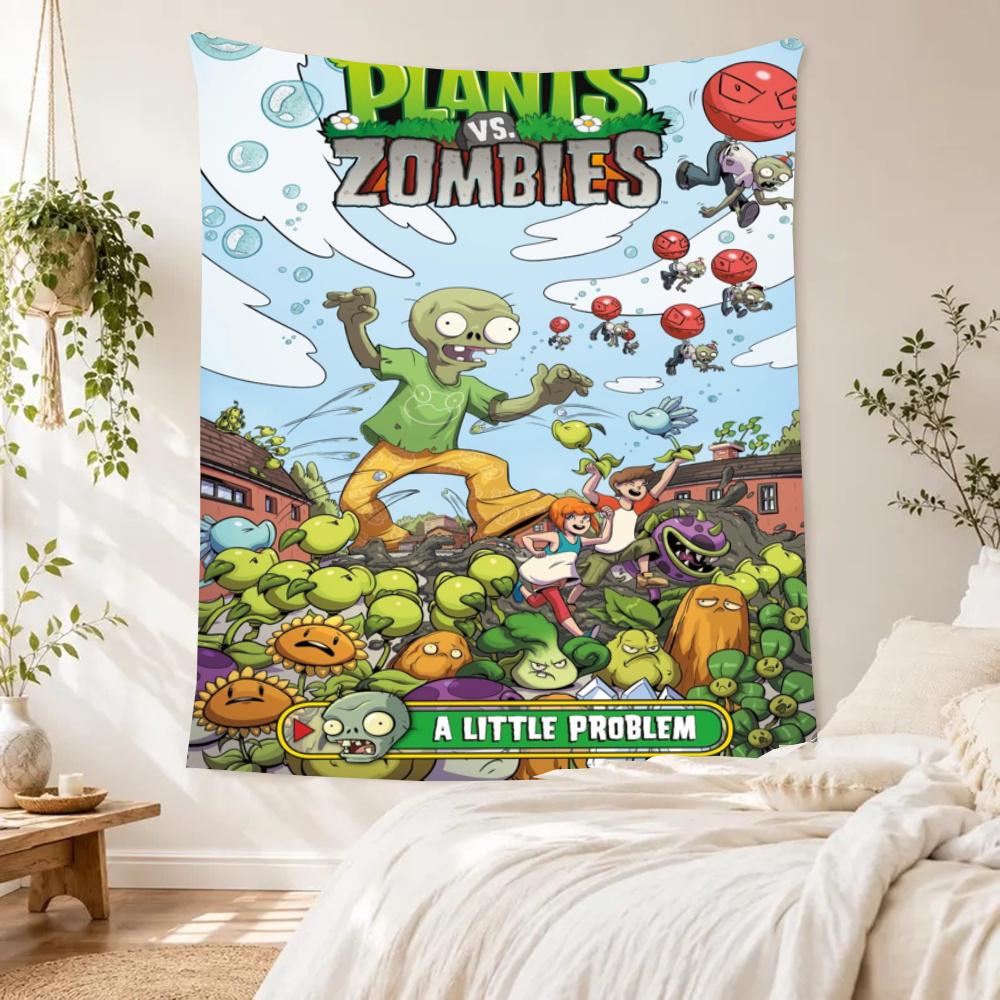 Plants Vs Zombies Retro Tapestry Handmade Look Great For Living Room Reading Corner Studio Wall Versatile Decor Hand Painted Style