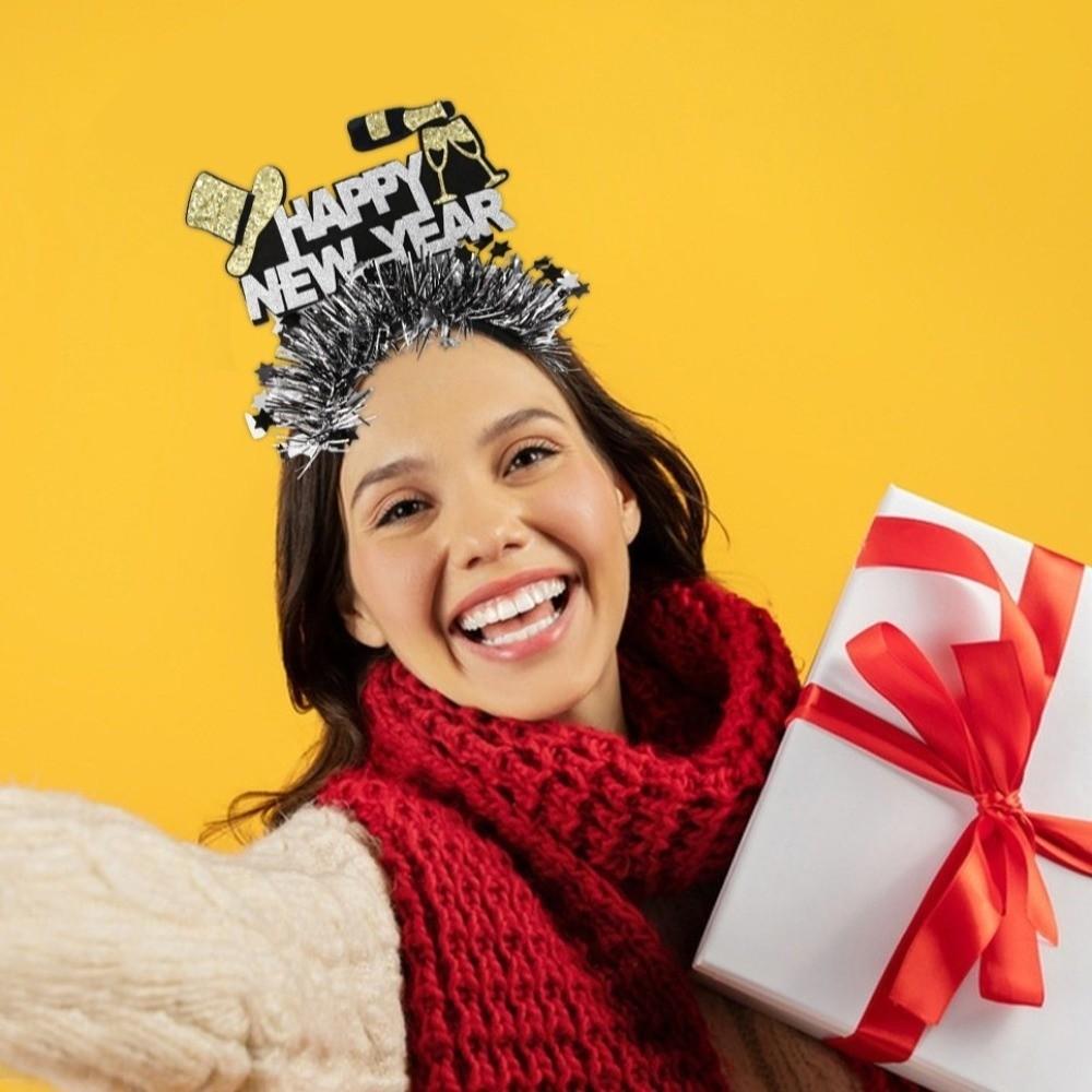 Блестящий Рождественский Новогодний Головной Убор Украшение для Вечеринки Блестящий Обруч для Волос Маскарадная Вечеринка