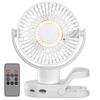 Настольный вентилятор DC Motor Clip Fan Тихий мини-вентилятор Маленький автоматический поворот Выключение Энергосбережение с таймером 4 уровня Регулировка угла воздушного потока Светодиодная подсветка с пультом дистанционного управления