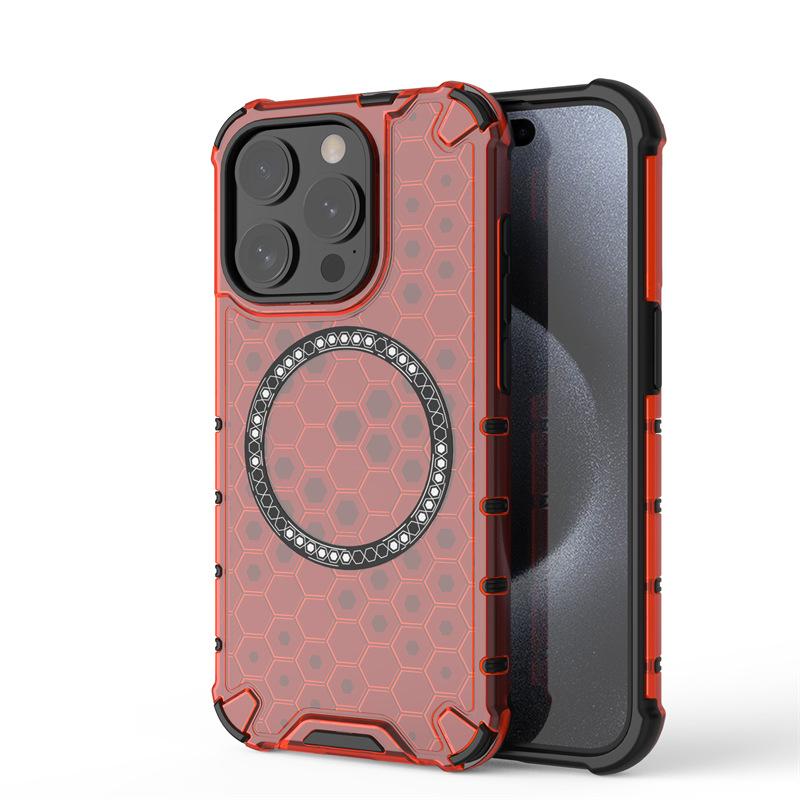 Применимый защитный чехол 2-в-1 с охлаждением для iPhone17Pro max Apple 16 сотовая структура магнитное крепление противоударный чехол для мобильного телефона
