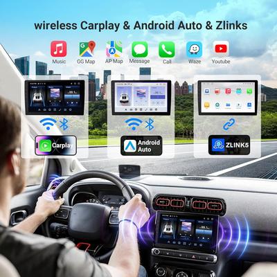 7-дюймовая автомобильная магнитола Double Din с беспроводным CarPlay и Android Auto, Android 13, Bluetooth 4.1, 2 ГБ+32 ГБ, GPS, усилитель 25 Вт