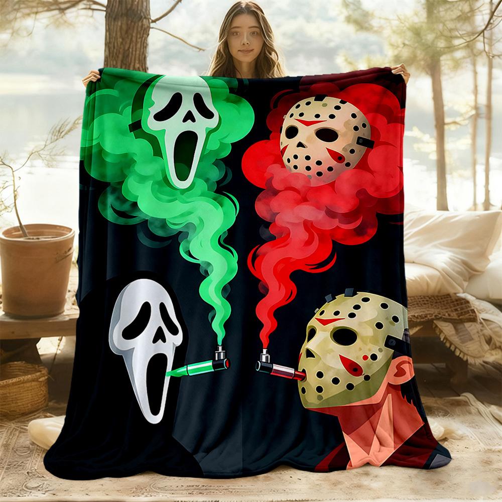 1 шт. Плед Scream Jason для улицы, легкий фланелевый, мягкий и теплый, для использования в любое время года, для дивана, улицы, кемпинга, гостиной, офиса, стула