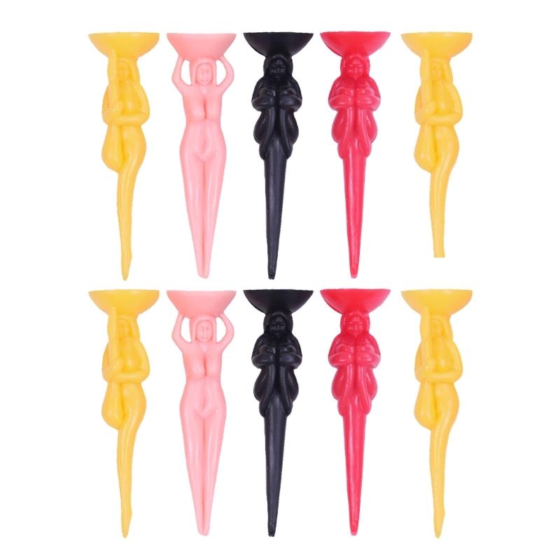 10Pcs Plastic Golf Balls Holder Funny Nude Lady Golf Tees Practice Training Tees for Men Women Golfer Game Training