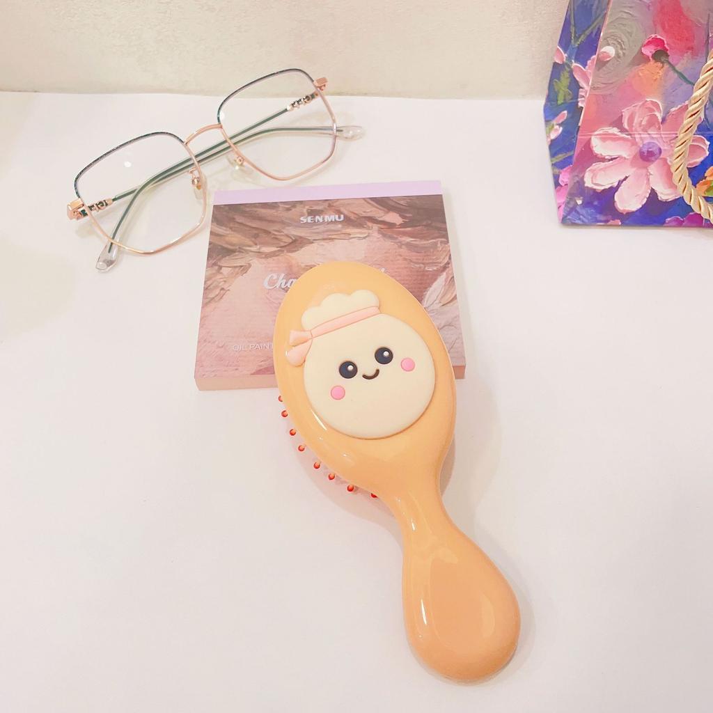 Милая мультяшная расческа с бантом на ручке для массажа кожи головы, переносная пластиковая воздушная подушка, маленькая расческа, щетка для волос с бантом, милая милая расческа