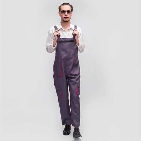 Рабочий комбинезон с нагрудниками, комбинезон с регулируемыми бретелями и карманами, однотонный комбинезон с широкими штанинами, рабочая униформа с несколькими карманами