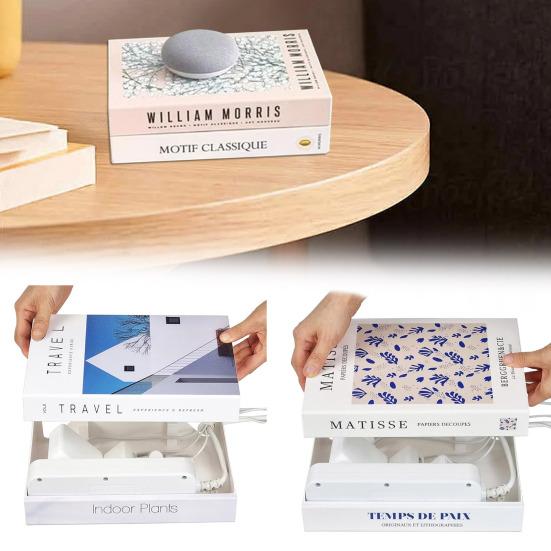 Book Shaped Cord Organizer Large Capacity Multipurpose Wire Management Expandable Decorative Book Cable Hider Box