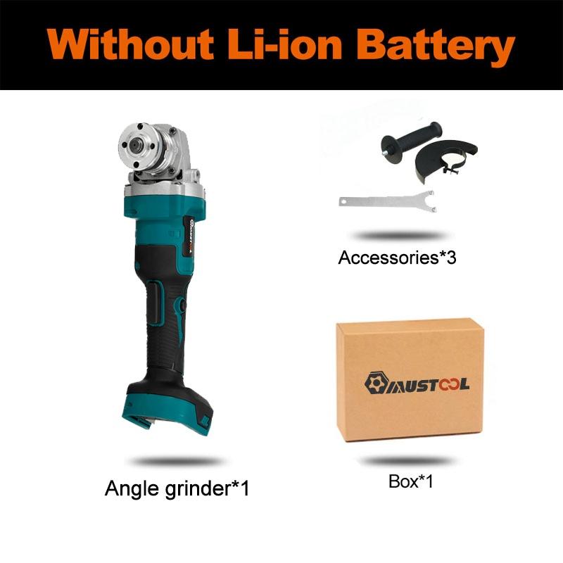 1600W 125mm Brushless Cordless Electric Angle Grinder 388VF Rechargeable Grinding Cutting Machine Power Tools for 18V Battery