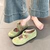 Авокадово-зеленые ретро премиум туфли Мэри Джейн одинарные женские весенние новые туфли-балетки на мягкой подошве с мелким вырезом