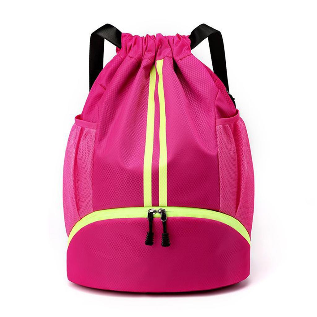 Sports Drawstring Backpack Bag with Shoes Compartment Wet Proof Pocket for Women Men Large Capacity String Swim Gym Sackpack Bag