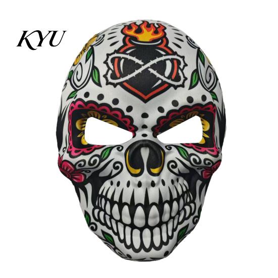 Comfortable Carnival Face Cushion Day of The Dead Skull Masque, Halloween Sugar Full Realistic Masque for Adults Masquerade Party Accessory
