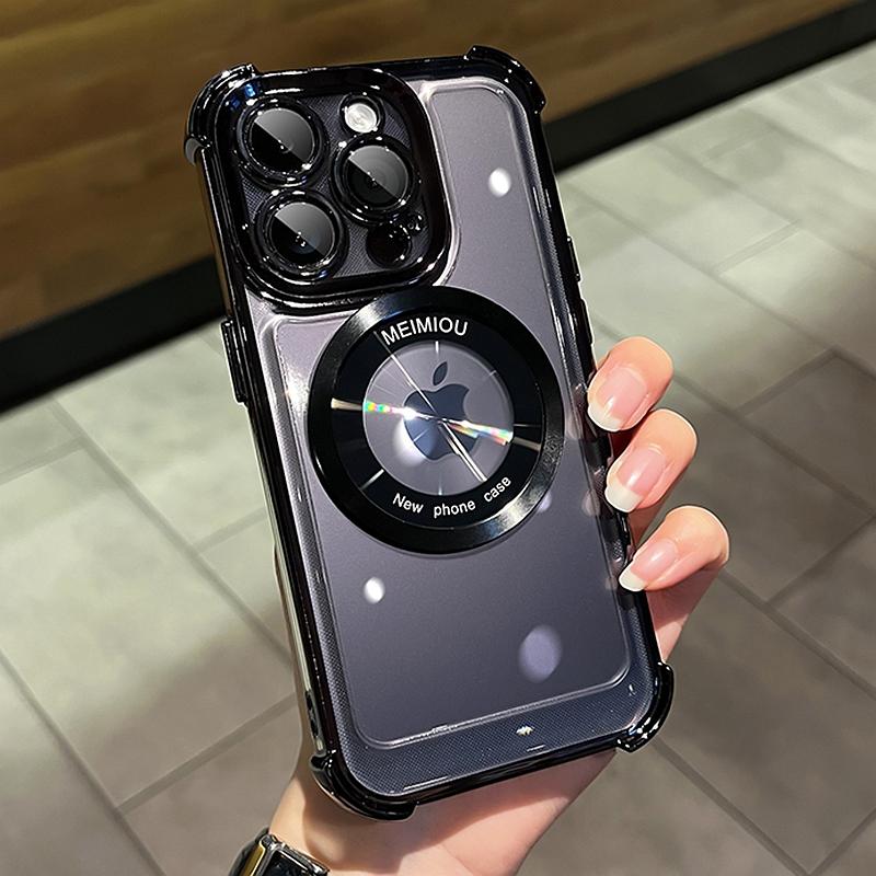 Роскошный чехол Magsafe с беспроводной зарядкой для iPhone 11 12 13 14 15 Pro Max Plus, магнитный прозрачный гальванический чехол-бампер