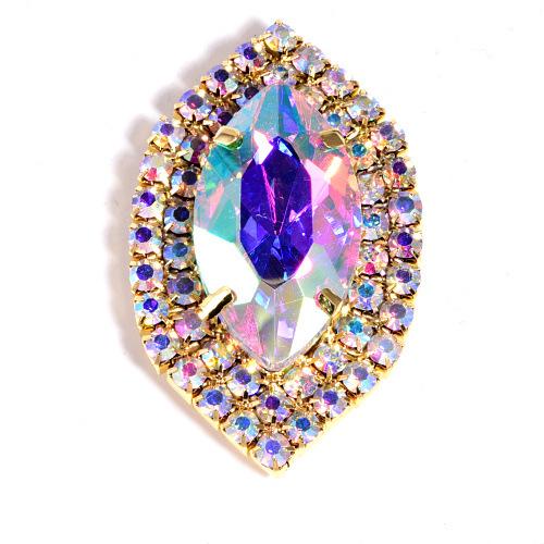 Золотая основа с серебряным основанием, стеклянная капля воды, овальный конский глаз, корсаж, брошь, пряжка, аксессуары для одежды своими руками