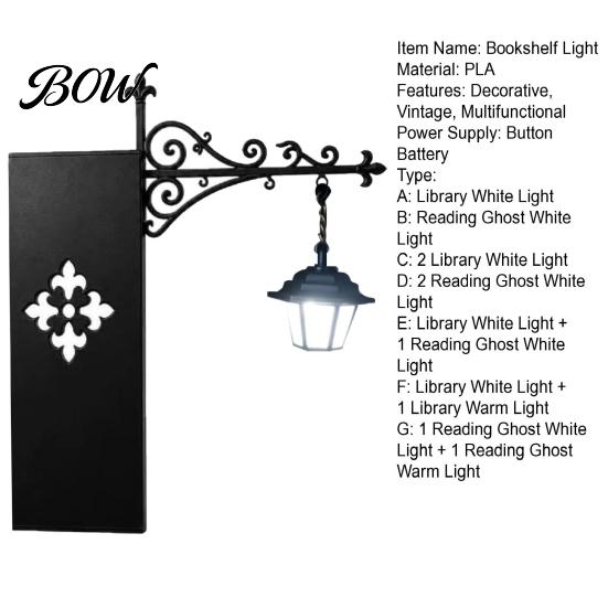 Fantasy Interior Decor Gift Ghost Bookshelf Light, Decorative Retro Lantern for Library Decor, Warm LED Vintage Reading Light Lamp Book Lovers, Gothic