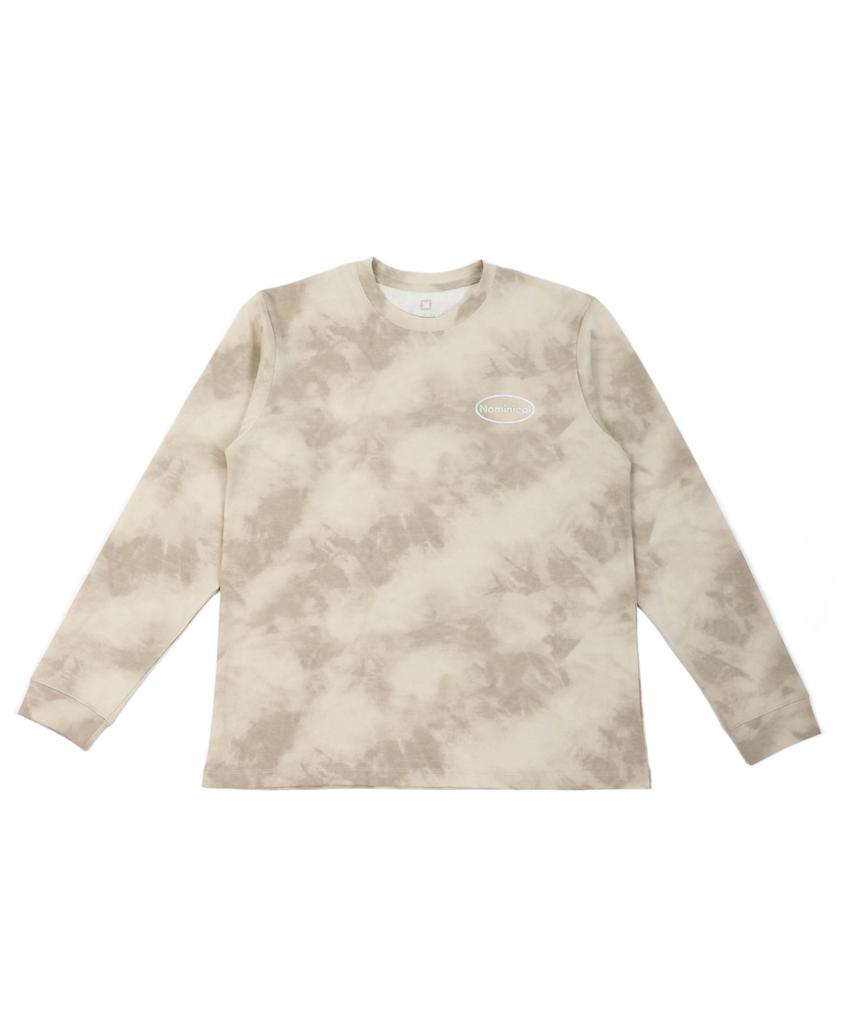 NOMINICAL Flowlight Tie-Dye Logo Print Long Sleeve T-Shirt (Brown)