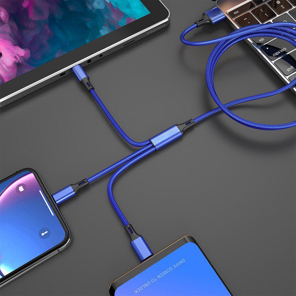 QUEED USB-кабель 3 в 1 для мобильного телефона с микро-USB типа C для быстрой зарядки iPhone