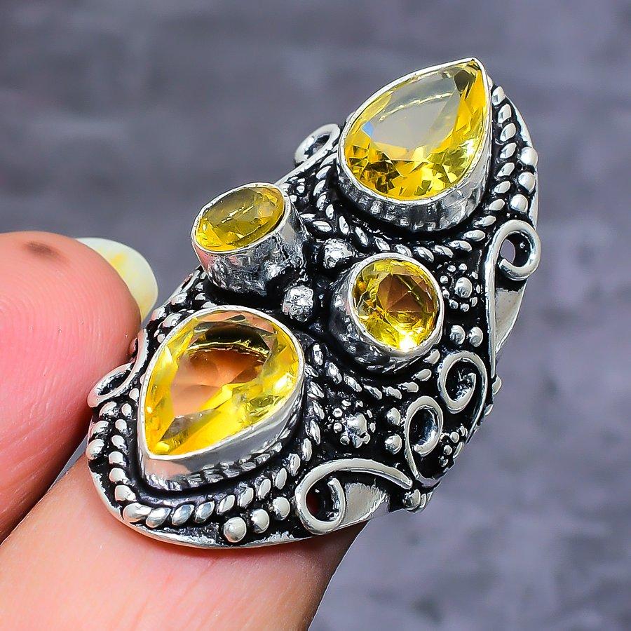 Citrine Gemstone 925 Sterling Silver Jewelry Ring Size 6