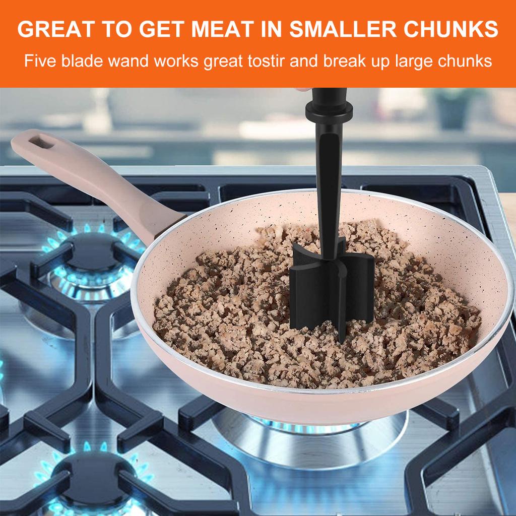 4/1PCS Meat Chopper Masher for Ground Beef and Hamburger Meat, Heat Resistant Curved Blades Ground Beef Smasher Potato Masher