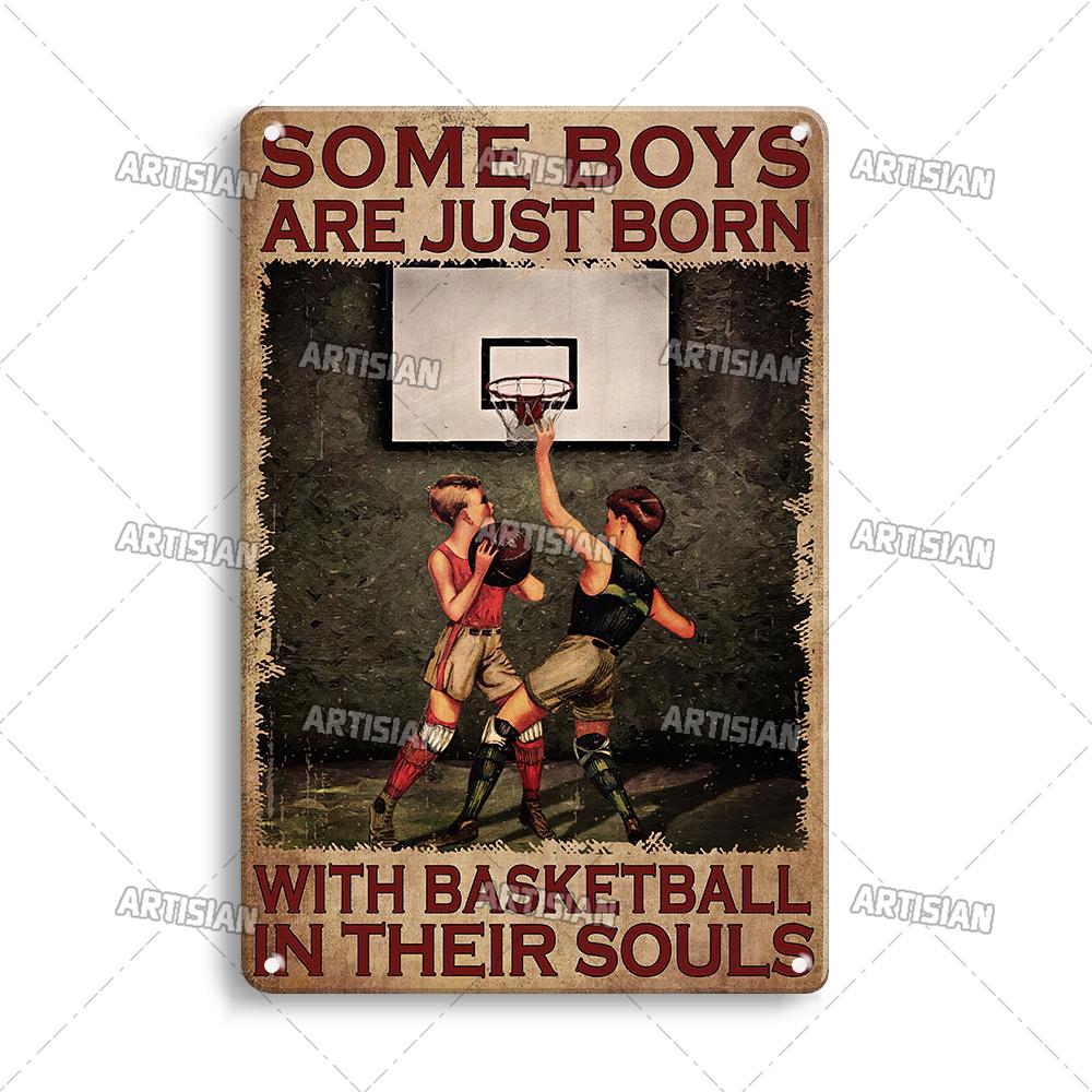 Ретро баскетболист металлическая жестяная табличка классическая спортивная декоративная тарелка мужская пещера домашняя кухня настенный декор металлический знак