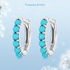 BAMOER 925 Sterling Silver Stackable Blue Turquoise Ear Buckles for Female Fashion Modern Hoop Earrings for Women Fine Jewelry