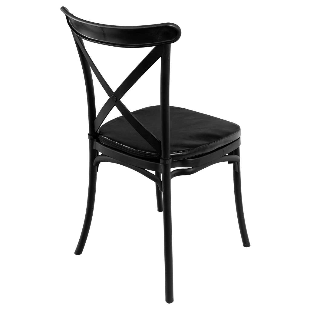 Furvero Boho Pp Industrial Banquet Chair, Eco-Leather Cushion, Black N
