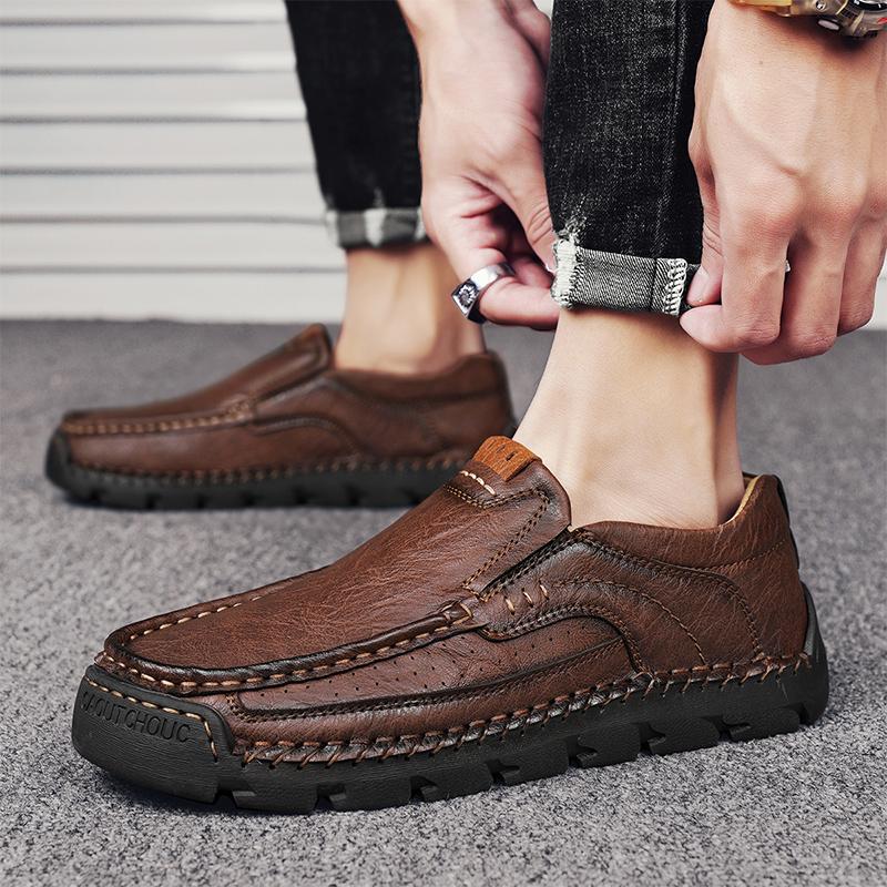 Мужская повседневная обувь Кожаные мокасины ручной работы Удобная мужская обувь Мокасины на плоской подошве Мужские кроссовки