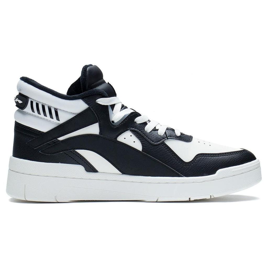 Li-Ning Fashionable Trendy Wear-Resistant Warm Mid-Top Skate Shoes Men Sneakers Black White AGCS323-2