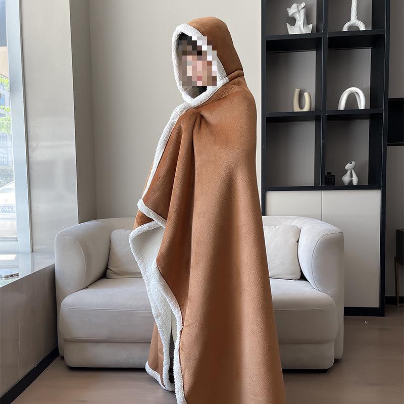 Очень большое детское бархатное одеяло для сна и накидка с капюшоном - Толстая, уютная осенне-зимняя шаль