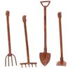 1:12 Dollhouse Miniature Gardening Tools Metal Shovels Pitchfork Furniture Set