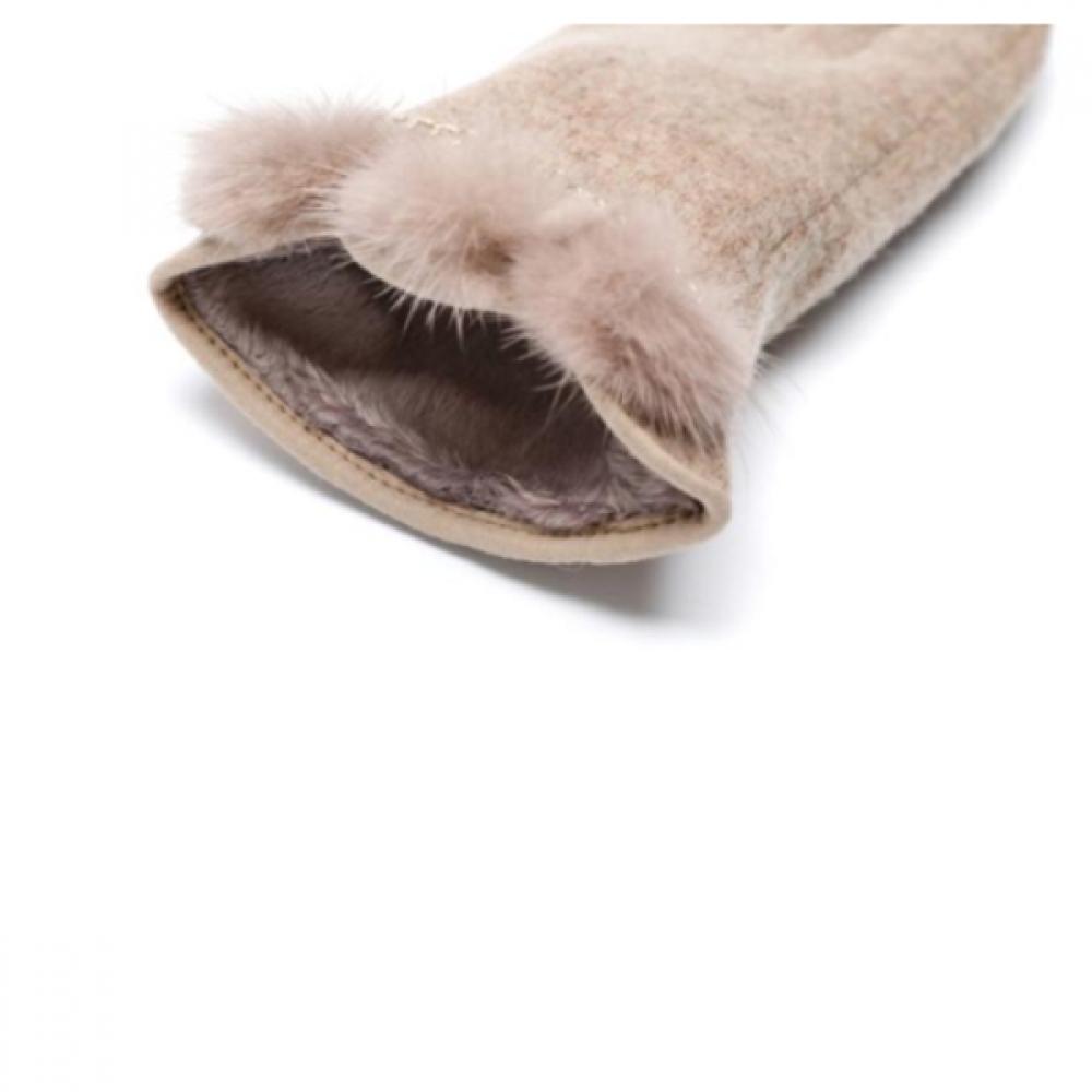 Daks Бежевый Мех Цепочка Декор Шерсть Смартфон Сенсорный Женские S перчатки Dcgv1f244i2