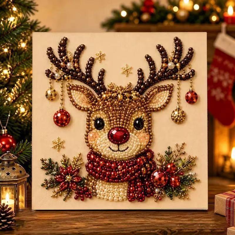 Рождественский набор для рисования жемчугом с рамкой 1 шт. DIY Творческий набор для рукоделия для начинающих Детское праздничное мероприятие Праздничное украшение