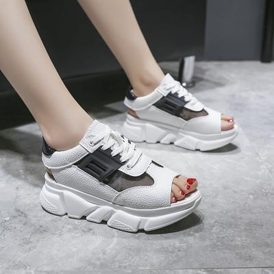 Модные женские босоножки на танкетке 2024 летняя пляжная обувь босоножки на платформе со шнуровкой дышащая сетка женские босоножки модная женская повседневная обувь