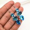 Blue Topaz Earrings, 925 Solid Sterling Silver Gemstone Jewelry, Handmade Earrings, For Thanksgiving