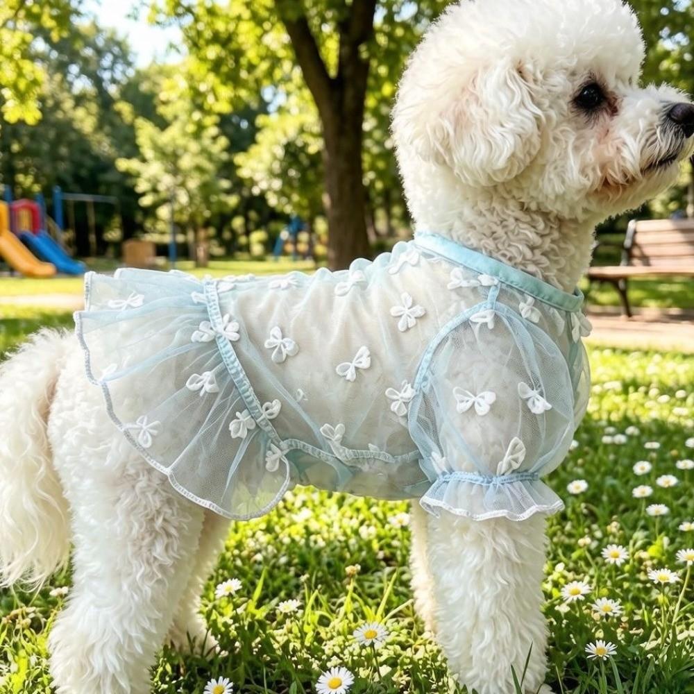 Cozy Dog Sunscreen Clothes Ruffle Trim Puppy Mesh Skirt Sun Protection Clothes Small Medium Dogs