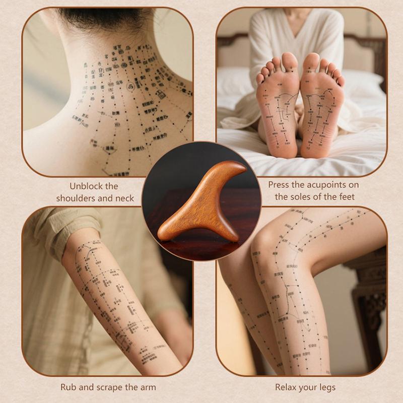 1PCS Neck Foot Sandalwood Trigger Point Massage Gua Sha Tools Home Gym Professional Therapy Massage Tool For Back Leg Hand Face