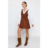 Коричневое замшевое мини-вязаное платье без рукавов с v-образным вырезом Twoaw24el00543