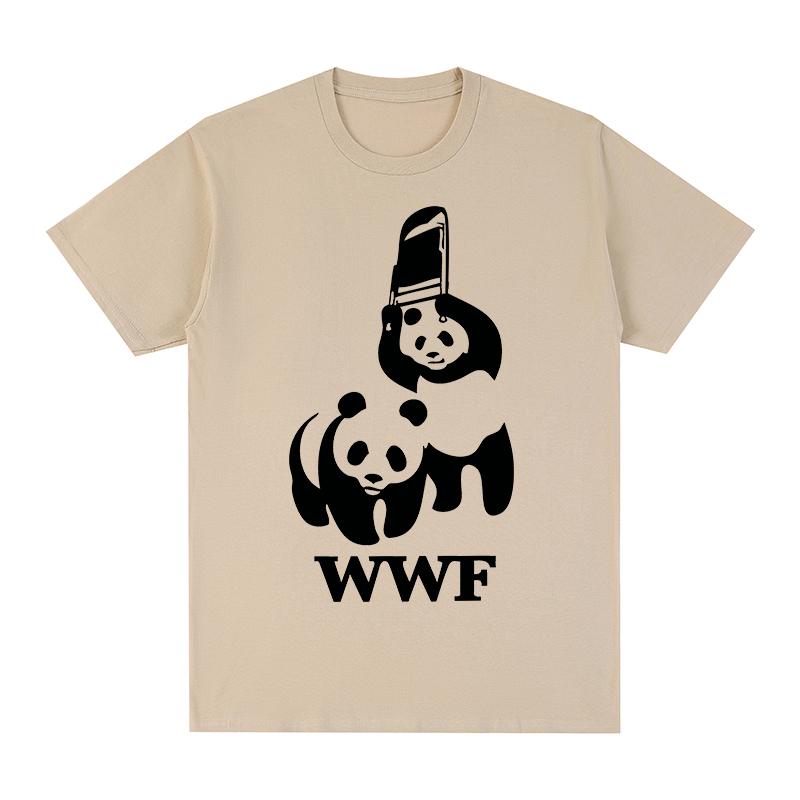 Футболка Panda WWF WTF Забавная Винтажная Хлопковая Мужская Футболка Новая ФУТБОЛКА T-SHIRT Женские Топы