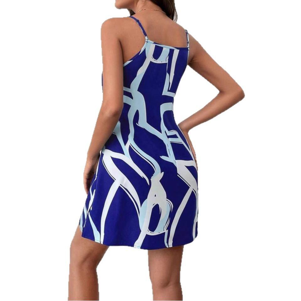 Women's Summer Sleeveless Striped Print Sexy Suspender Dress